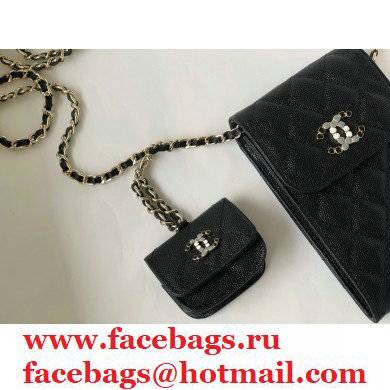 Chanel black phone case in caviar leather AS81069 2021