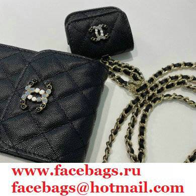 Chanel black phone case in caviar leather AS81069 2021 - Click Image to Close