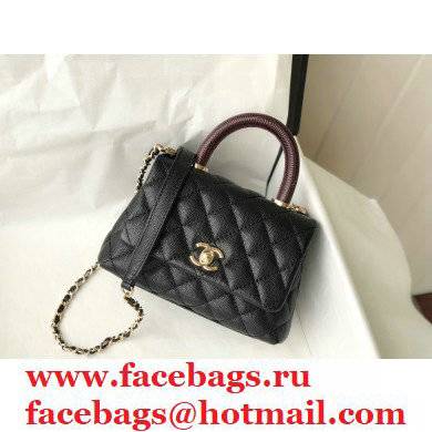 Chanel coco handle Mini Flap Bag in caviar leather black with lizard handle 2021