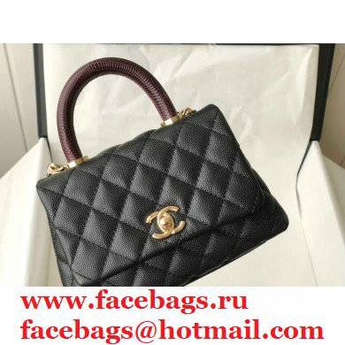 Chanel coco handle Mini Flap Bag in caviar leather black with lizard handle 2021