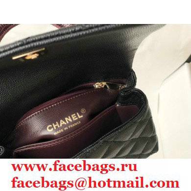 Chanel coco handle Mini Flap Bag in caviar leather black with lizard handle 2021 - Click Image to Close