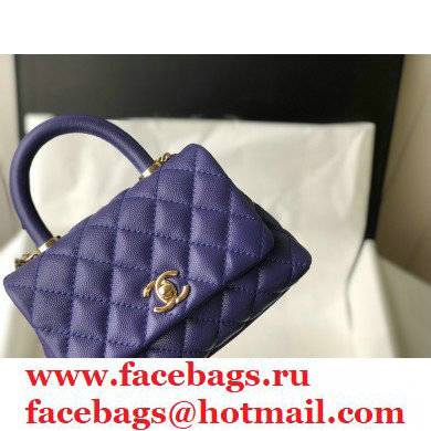 Chanel coco handle Mini Flap Bag in caviar leather blue with gold hardware 2021