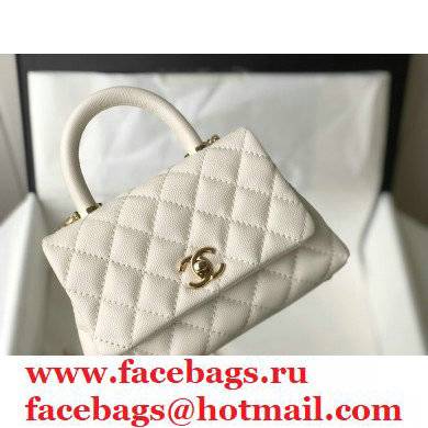 Chanel coco handle Mini Flap Bag in caviar leather white with gold hardware 2021