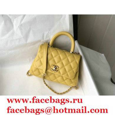 Chanel coco handle Mini Flap Bag in caviar leather yellow with gold hardware 2021 - Click Image to Close