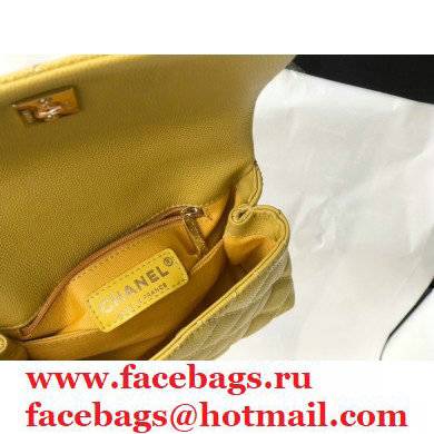 Chanel coco handle Mini Flap Bag in caviar leather yellow with gold hardware 2021 - Click Image to Close