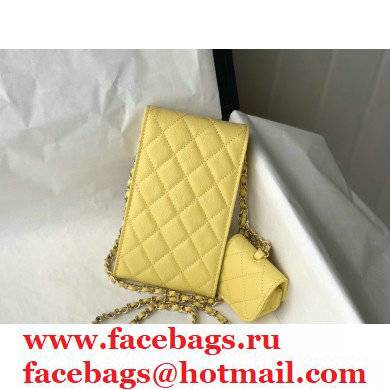 Chanel yellow phone case in caviar leather AS81069 2021 - Click Image to Close
