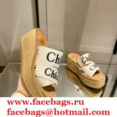 Chloe Woody Wedge Mule in Canvas White 2021 - Click Image to Close