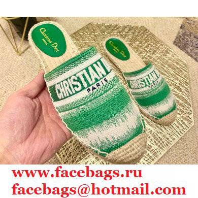 Dior Granville Espadrilles Mules In D-Stripes Embroidered Cotton Green 2021