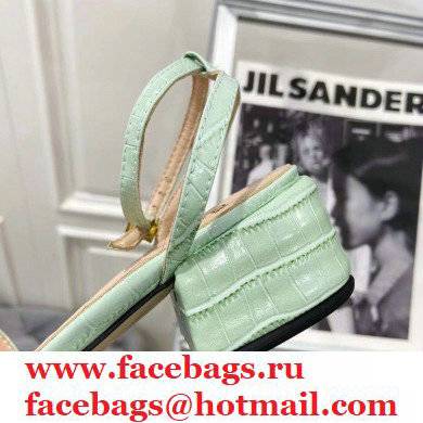 Fendi Crocodile-embossed Leather Promenade Sandals Light Green with FF Baguette Buckle 2021 - Click Image to Close