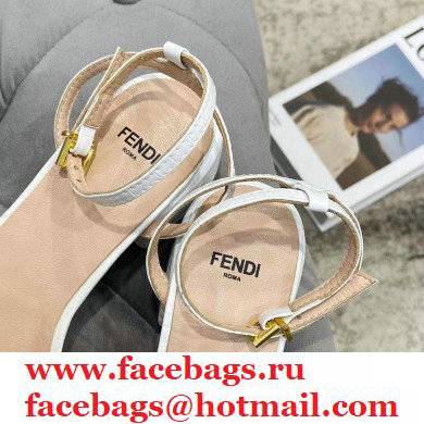 Fendi Crocodile-embossed Leather Promenade Sandals White with FF Baguette Buckle 2021 - Click Image to Close