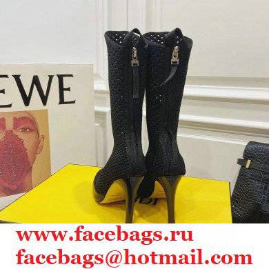 Fendi Elasticated Lace Promenade Ankle Boots Black 2021 - Click Image to Close