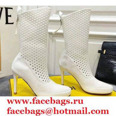Fendi Elasticated Lace Promenade Ankle Boots White 2021