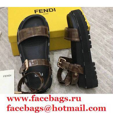 Fendi FF-logo Chunky Sandals Brown 2021 - Click Image to Close
