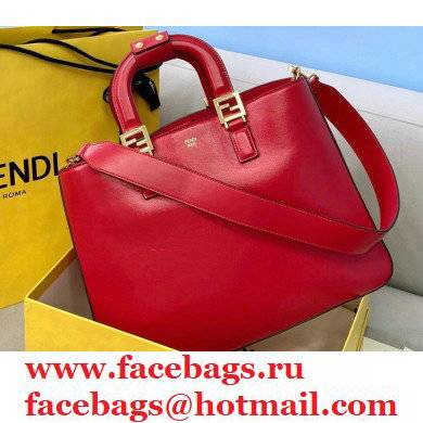 Fendi Leather FF Tote Medium Bag Red 2021