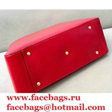 Fendi Leather FF Tote Medium Bag Red 2021 - Click Image to Close