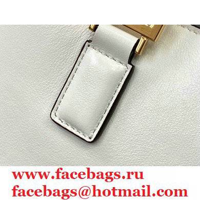 Fendi Leather FF Tote Small Bag White 2021