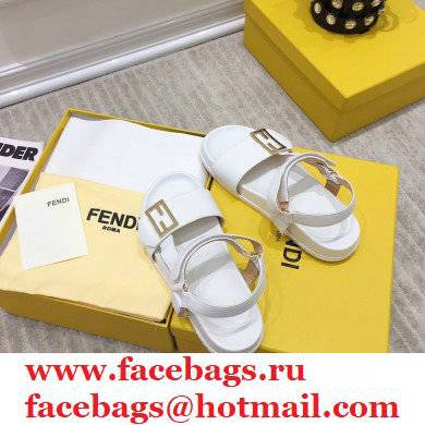 Fendi Leather Promenade FF-logo Chunky Sandals White 2021