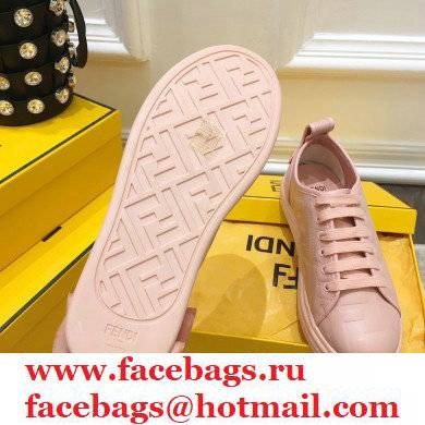 Fendi Rise Leather Flatform Sneakers Pink with All-over Embossed FF 2021