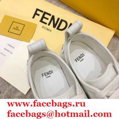 Fendi Rise Leather Flatform Sneakers White with All-over Embossed FF 2021