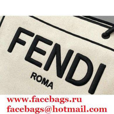Fendi Roma Medium Shopper Bag Undyed Canvas White 2021