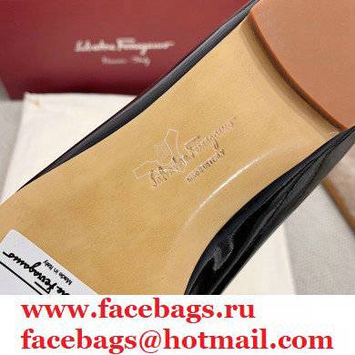 Ferragamo Heel 1cm/6cm Bow Ballet Flats/Pumps Patent Leather Black - Click Image to Close