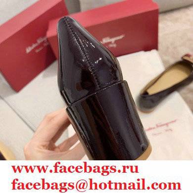 Ferragamo Heel 1cm/6cm Bow Ballet Flats/Pumps Patent Leather Burgundy