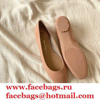 Ferragamo Heel 1cm Gancini Ballet Flats Nude - Click Image to Close