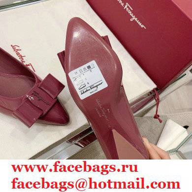 Ferragamo Heel 2cm Viva Ballet Flats Patent Leather Burgundy