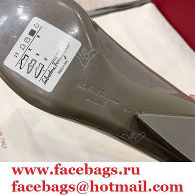 Ferragamo Heel 2cm Viva Ballet Flats Patent Leather Gray