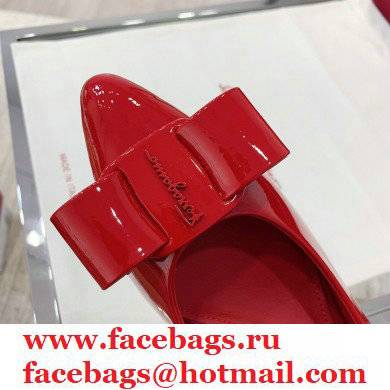 Ferragamo Heel 2cm Viva Ballet Flats Patent Leather Red