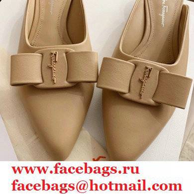Ferragamo Heel 2cm Viva Bow Mules Beige - Click Image to Close