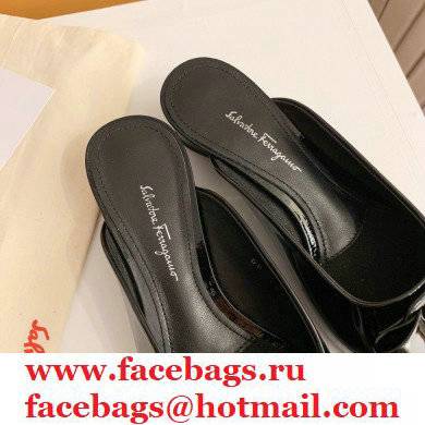Ferragamo Heel 2cm Viva Bow Mules Black - Click Image to Close