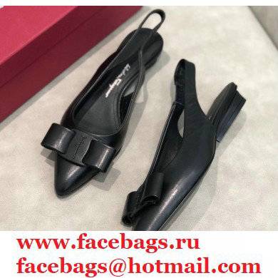 Ferragamo Heel 2cm Viva Slingbacks Black - Click Image to Close