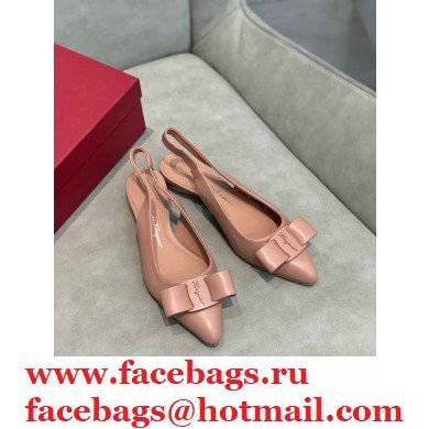 Ferragamo Heel 2cm Viva Slingbacks Nude Pink - Click Image to Close