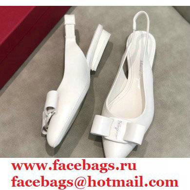 Ferragamo Heel 2cm Viva Slingbacks White