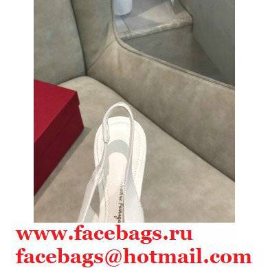 Ferragamo Heel 2cm Viva Slingbacks White - Click Image to Close