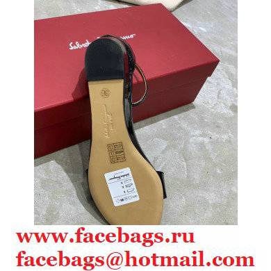 Ferragamo Heel 4.5cm Vara Bow Sandals with Strap Patent Leather Black