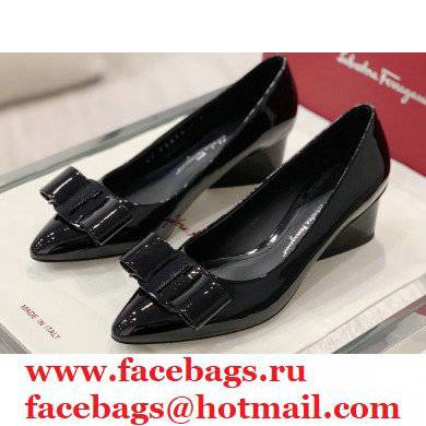 Ferragamo Heel 5.5cm Viva Pumps Patent Leather Black