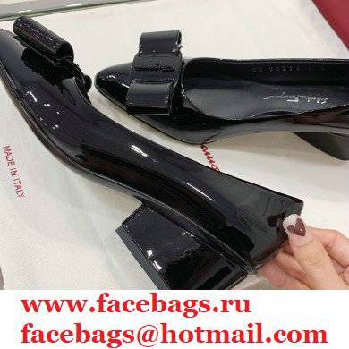 Ferragamo Heel 5.5cm Viva Pumps Patent Leather Black - Click Image to Close