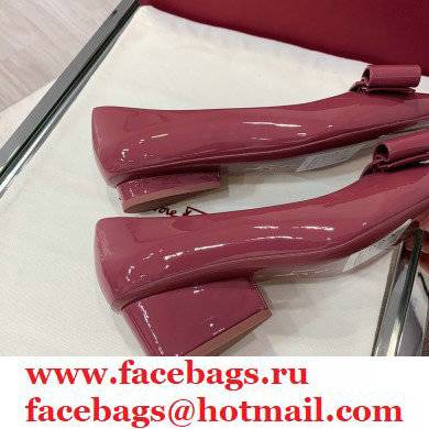 Ferragamo Heel 5.5cm Viva Pumps Patent Leather Burgundy