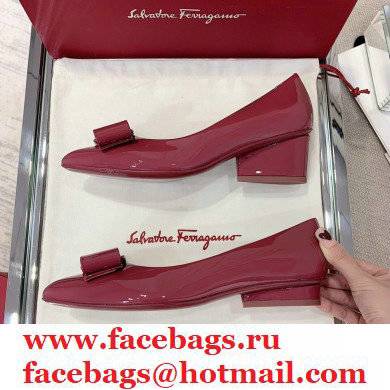 Ferragamo Heel 5.5cm Viva Pumps Patent Leather Burgundy