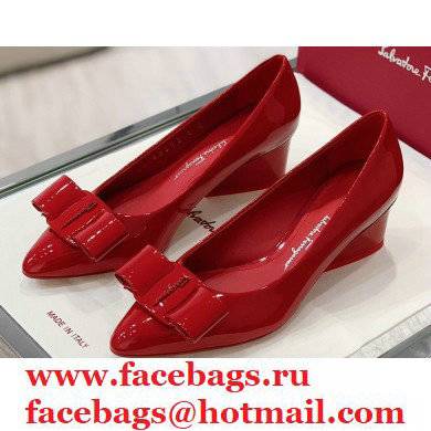 Ferragamo Heel 5.5cm Viva Pumps Patent Leather Red