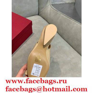 Ferragamo Heel 5.5cm Viva Slingbacks Beige - Click Image to Close