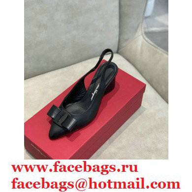 Ferragamo Heel 5.5cm Viva Slingbacks Black