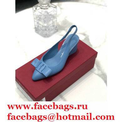Ferragamo Heel 5.5cm Viva Slingbacks Blue