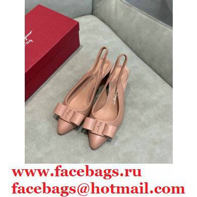 Ferragamo Heel 5.5cm Viva Slingbacks Nude Pink - Click Image to Close