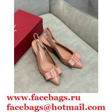 Ferragamo Heel 5.5cm Viva Slingbacks Nude Pink - Click Image to Close