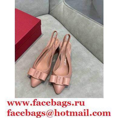 Ferragamo Heel 5.5cm Viva Slingbacks Nude Pink