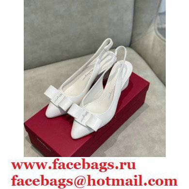 Ferragamo Heel 5.5cm Viva Slingbacks White