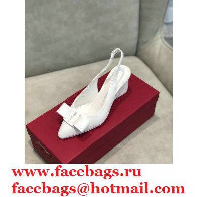 Ferragamo Heel 5.5cm Viva Slingbacks White